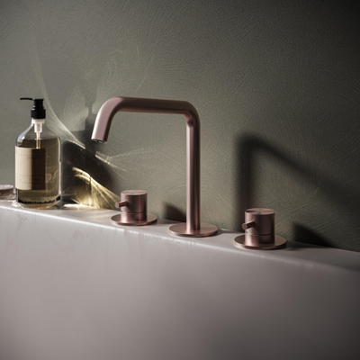 Hotbath Archie Wastafelmengkraan - 3 gats - zonder waste BCP - PVD - geborsteld koper