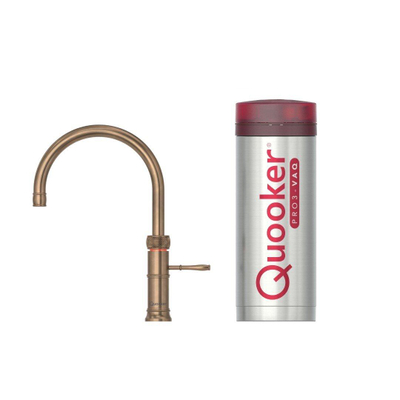 Quooker BE Classic Fusion Round robinet d'eau bouillante - bec pivotant - réservoir PRO3 - Eau chaude / bouillante - Laiton patiné