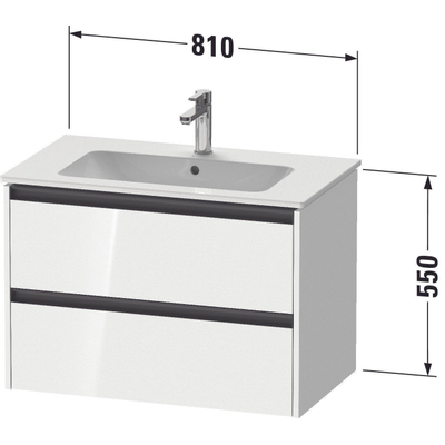 Duravit ketho 2 meuble sous lavabo avec 2 tiroirs 81x48x55cm avec poignées anthracite blanc mat