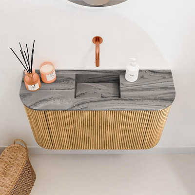 Mondiaz JOYA-DLUX 73.2cm toiletmeubel - ronding links en rechts kleur Oak - Wastafel FAYE positie Midden Zonder kraangat kleur Sombra.