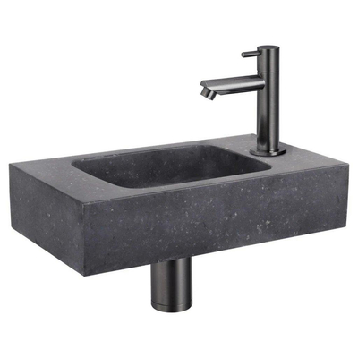 Fortifura Fuente fonteinset – rechthoekig – 40x22x9 cm – natuursteen zwart – kraan gunmetal