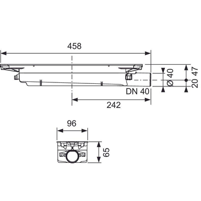 Tece - TeceDrainprofile - évacuation basse - DN 40 - horizontale