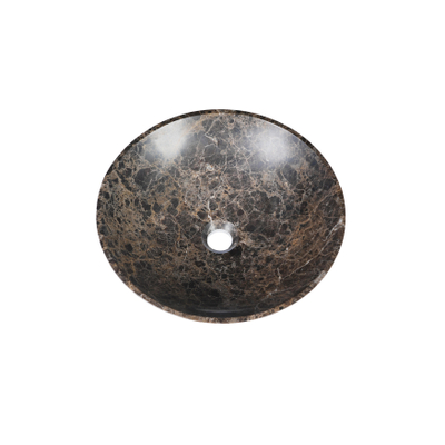 Saniclass Noche Waskom 42x42x12cm - rond - gemeleerd natuursteen - Dark Emperador