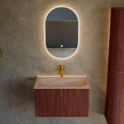 MONDIAZ KURVE-DLUX 70cm badmeubel kleur Ruby met 1 lade en 0 deuren. Wastafel BIG SMALL Midden 1 kraangat Saba.