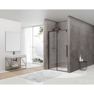 Van rijn products St06 porte coulissante softclose 8mm verre clair 178x200cm poignée incluse noir