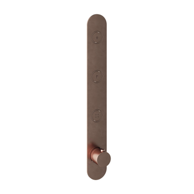 Hotbath Cobber Afbouwdeel inbouwthermostaat - met 3 pushbuttons verticale plaatsing - PVD - geborsteld koper