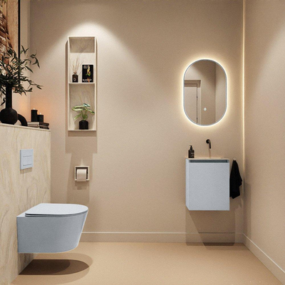 MONDIAZ TURE-DLUX 40cm toiletmeubel Clay. EDEN wastafel Ostra positie rechts. Zonder kraangat.