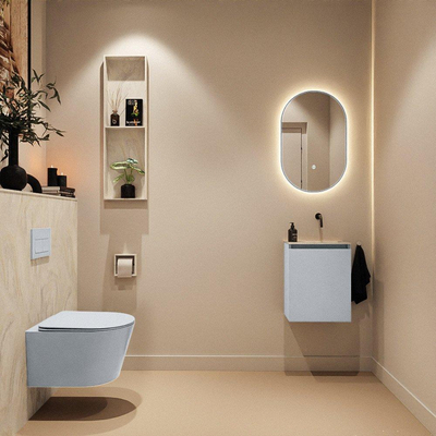 MONDIAZ TURE-DLUX Meuble toilette - 40cm - Clay - EDEN - vasque Ostra - position droite - sans trou de robinet