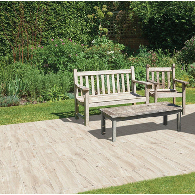 EnergieKer Dalle de terrasse Padouk White 30x120x2cm Rectifié Effet bois Mat Blanc
