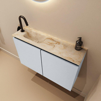 MONDIAZ TURE-DLUX Meuble de toilette 80 cm Clay. EDEN lavabo Frappe position gauche. Avec 1 trou de robinet.