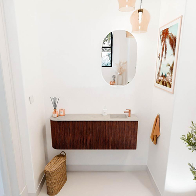 Mondiaz JOYA-DLUX 111.6cm toiletmeubel - ronding links kleur Ruby - Wastafel FAYE positie Rechts 1 kraangat kleur Opalo.