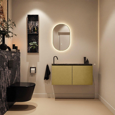 MONDIAZ TURE-DLUX Meuble WC 100 cm Oro. EDEN lavabo Lava position gauche. Avec 1 trou de robinet.