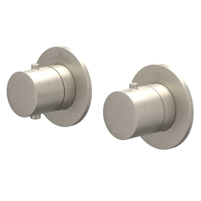 IVY Bond Ensemble de douche de pluie - encastré - symmetry - inverseur-arrêt 2 voies - bras de plafond 15cm - douche de tête medium 25cm - support avec sortie - flexible de douche 150cm - pomme de douche à main bâton - Nickel brossé PVD