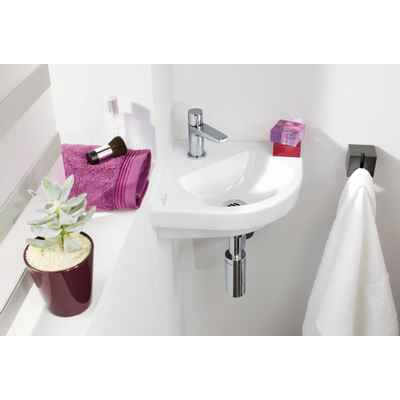 Villeroy & Boch Subway 2.0 hoekfontein 32x32cm 1 kraangat met overloop wit OUTLETSTORE