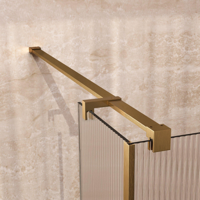 BRAUER Oblivion Inloopdouche - 100x200cm - 30cm zijwand - helder ribbel glas - glascoating - PVD - Geborsteld Goud