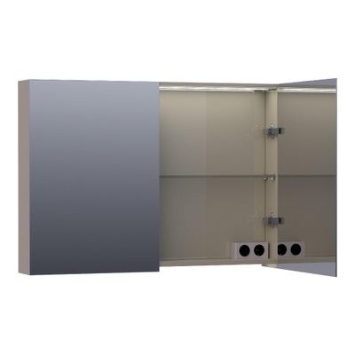 BRAUER Dual Armoire de toilette 99x70x15cm éclairage intégré rectangulaire 2 portes pivotantes MDF Taupe brillant