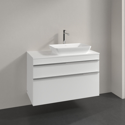 Villeroy & Boch Venticello Meuble sous lavabo 95.7x50.2x60.6cm avec 2 tiroirs pour lavabo à poser droite blanc brillant