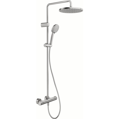 Duravit Shower Systems Douchesysteem - thermostatisch - HOH=15cm - hoofddouche Ø25.2cm - handdouche rond - RVS geborsteld