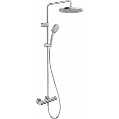 Duravit Shower Systems Système de douche - thermostatique - HOH=15cm - douche de tête Ø25.2cm - douchette ronde - inox brossé