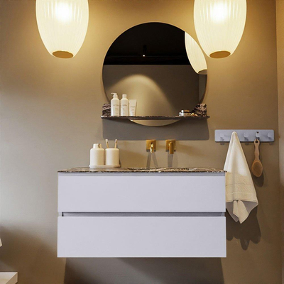 Mondiaz VICA-DLUX ensemble de meuble de salle de bain - 100cm - meuble sous-vasque cale - 2 tiroirs - lavabo encastrée cloud droite - sans trous de robinet - version haute de 60cm - lave