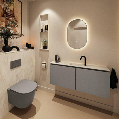 MONDIAZ TURE-DLUX Meuble WC 120cm Smoke. EDEN lavabo Ostra position milieu. Avec 1 trou de robinet.