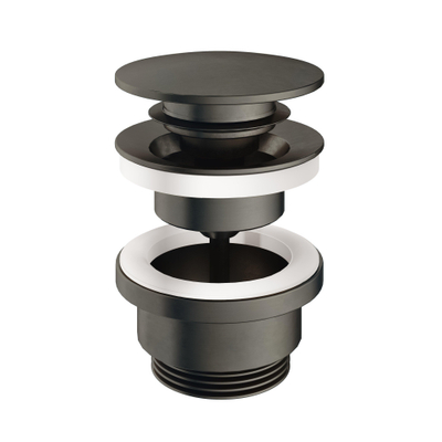 Hotbath Mate Clickplug - met schroef rond - verouderd ijzer (zwart)