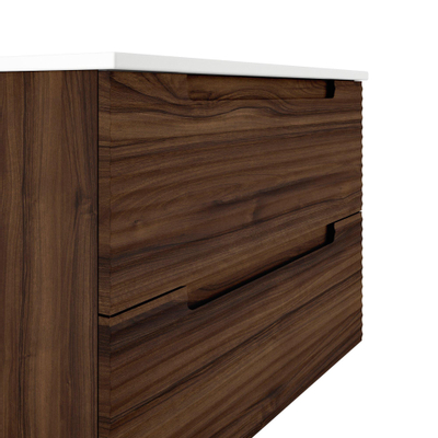 Saniclass Prime Balance Meuble sous lavabo - 60x55x44.9cm - 2 tiroirs - Poignée intégrée - MDF - Noyer