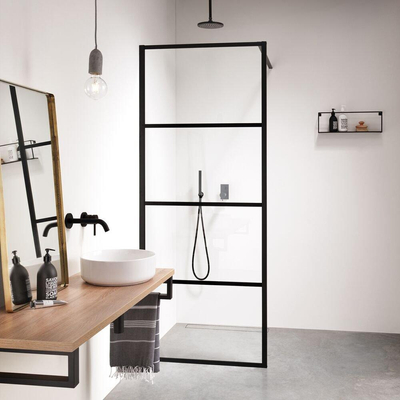 Sealskin Soho paroi latérale universelle pour combinaison avec une paroi latérale ou un mur existant 50x210cm avec profil noir et verre clair