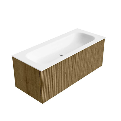 Mondiaz KURVE Badkamermeubelset - 110x46x40cm - 1 lade - wastafel solid surface - midden - 1 kraangat - Dusk