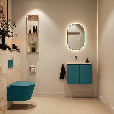 MONDIAZ TURE-DLUX Meuble de toilettes 60cm Smag. EDEN lavabo Frappe position gauche. Sans trou de robinet.