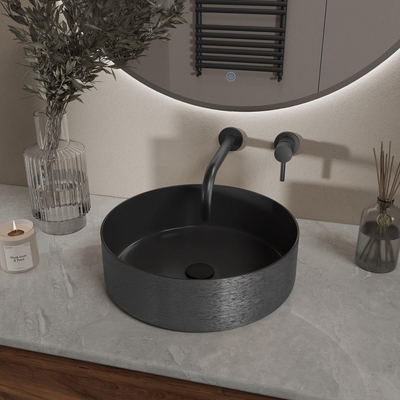 Wiesbaden Mondri Vasque ronde 36 x 36 x 12 cm mat noir/gunmetal
