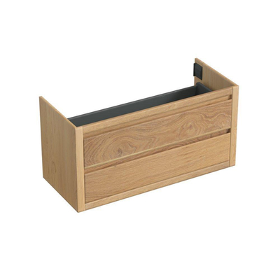 Forzalaqua Gela 2.0 meuble sous-lavabo 120x51x60cm avec 2 tiroirs sans poignées avec fermeture en douceur Chêne massif Smoke