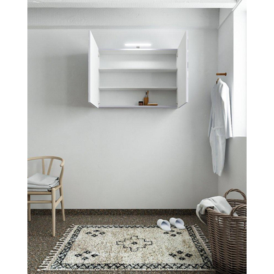 Mondiaz CUBB armoire de toilette – 100 x 70 x 18 cm – 2 portes – Cale (gris clair)