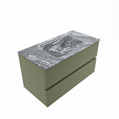 Mondiaz VICA-DLUX Ensemble de meuble de salle de bain - 90cm - meuble sous-vasque armée - 2 tiroirs - lavabo encastrée nuage milieu - sans trous de robinet - version haute de 60cm - lave