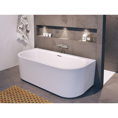 Baignoire Riho Desire semi-îlot semi-îlot avec trop-plein 180x84cm avec siphon brillant blanc