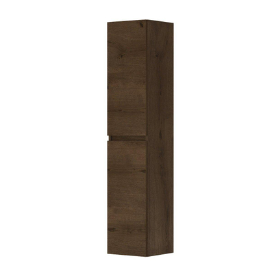 INK Fineer Badkamerkast - 35x37x169cm - 2 deuren - Links en rechtsdraaiend - greeploos - MDF - chocolate