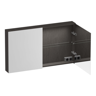 BRAUER Impress Deluxe armoire de toilette – Éclairage LED – 2 portes, portes-miroir double face – Timber Anthracite