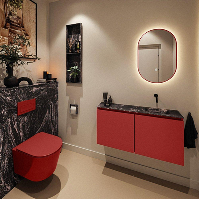 MONDIAZ TURE-DLUX 100cm toiletmeubel Fire. EDEN wastafel Lava positie rechts. Zonder kraangat.
