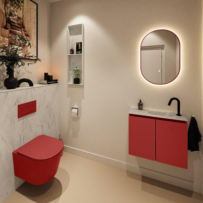 MONDIAZ TURE-DLUX Meuble toilette - 60cm - Fire - EDEN - vasque Opalo - position droite - 1 trou de robinet