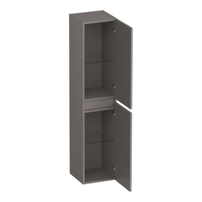 BRAUER Joy Wavy armoire haute 160 avec 2 portes sans poignée pivotant à gauche ou à droite mat taupe