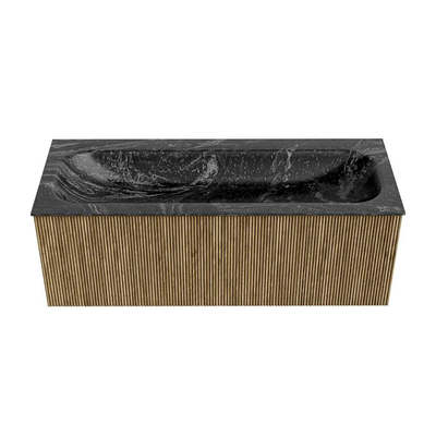 Mondiaz KURVE-DLUX Badkamermeubelset - 120x46x40cm - 1 lade - wastafel solid surface - midden - 2 kraangaten - Dusk