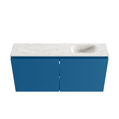 MONDIAZ TURE-DLUX meuble de toilettes 100cm Jeans. Lavabo EDEN Ostra position à droite. Sans trou de robinet.