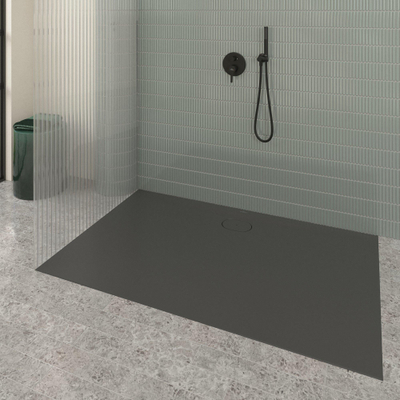 Villeroy & Boch Ecora douchebak - 160x100x3.5cm - afvoer lange zijde - anthracite (antraciet)