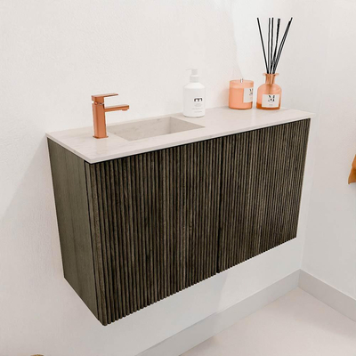 Mondiaz JOYA-DLUX 70cm meuble de toilette - couleur Shadow - Vasque FAYE position Gauche 1 trou de robinet couleur Meli.