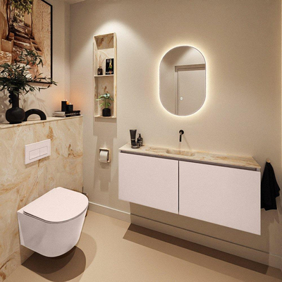 Mondiaz GLOW spiegel – ovaal – 45x90 cm – indirecte LED rondom – bewegingssensor – Rosee (roze)