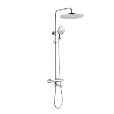FugaFlow Eccelente Sobrado Regendoucheset - thermostatisch - 30cm hoofddouche - metalen slang - ronde handdouche - draaibare baduitloop - chroom