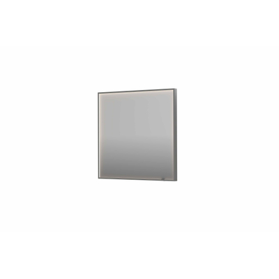 INK SP19 miroir - 80x4x80cm rectangulaire en cadre acier incl dir LED - chauffage - changement de couleur - dimmable et interrupteur - inox brossé