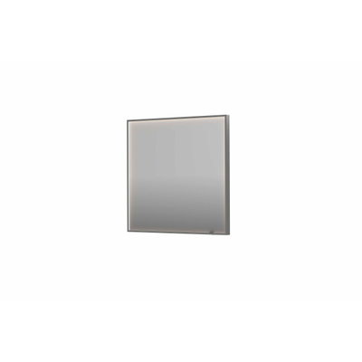 INK SP19 spiegel - 80x4x80cm rechthoek in stalen kader incl dir LED - verwarming - color changing - dimbaar en schakelaar - geborsteld RVS
