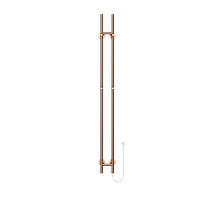 Belrad Rod staafhanddoekdroger - 150x16,8x12,7 cm - elektrisch - dubbel - 120w - 2,5cm - geborsteld koper OUTLETSTORE