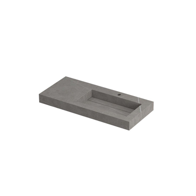 INK Pitch wastafel - 100x45x9cm - 1 wasbak rechts - 1 kraangat - drain keramiek Armani grey mat